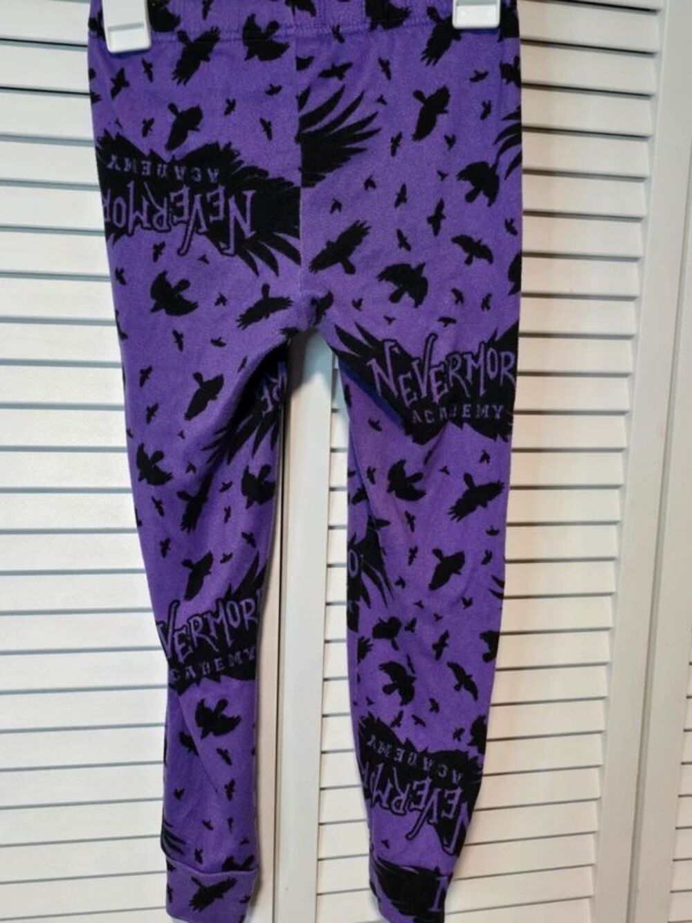 Wednesday Nevermore Academy Girls Pajama Pant/Leggings Purple Raven Print Size 6